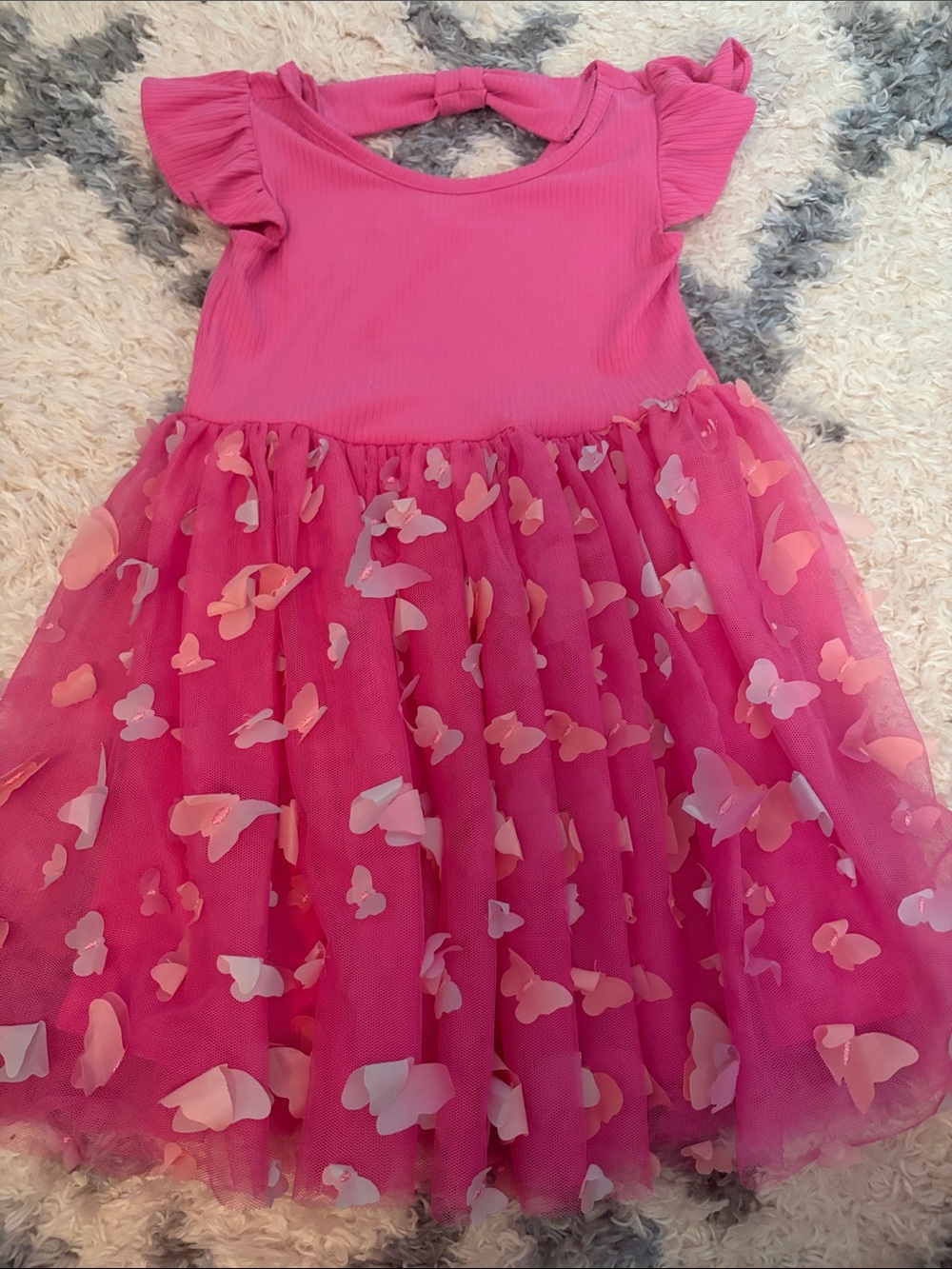 btween Hot Pink Butterfly Tulle Dress